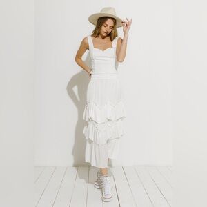 White Ruffled Tiered Skirt, Size Medium